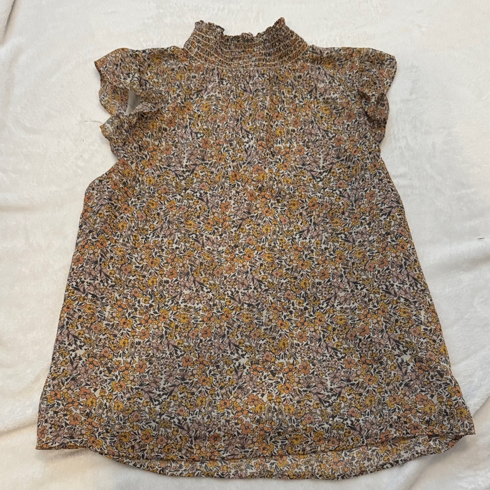 Banana Republic Floral Smocked Neck Blouse | Women’s Medium